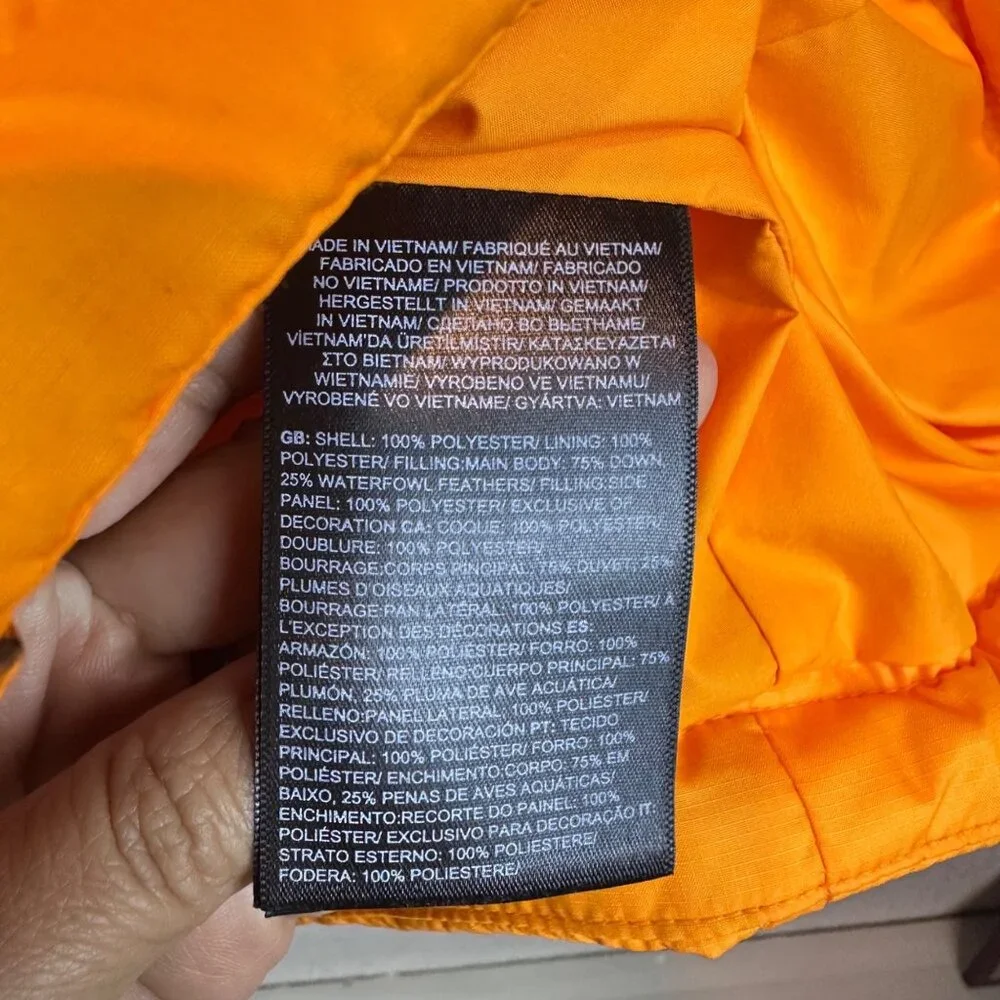 The North Face Orange Black Puffer Vest Mens M Zip Outdoor Gorpcore - Picture 11 of 12